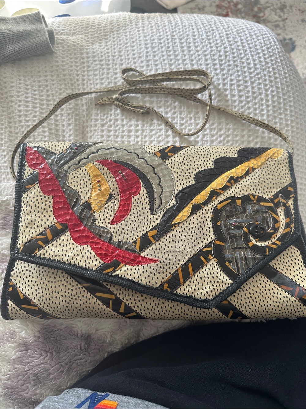 Women’s Multicolor Leather Crossbody Bag with Gold Accents